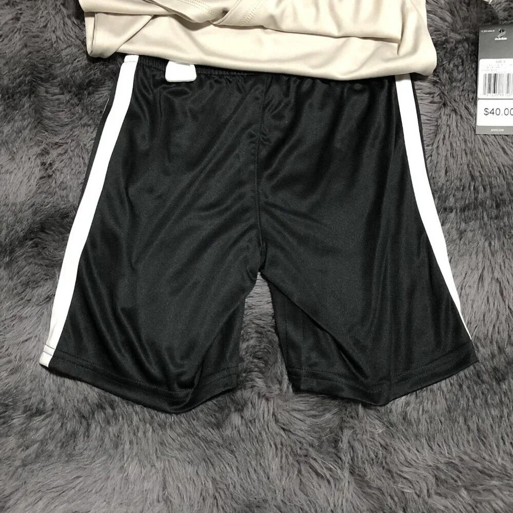Adidas Boy's T-Shirt & Short Set, 2-Piece, Size 6, Natural/Black, Lightweight